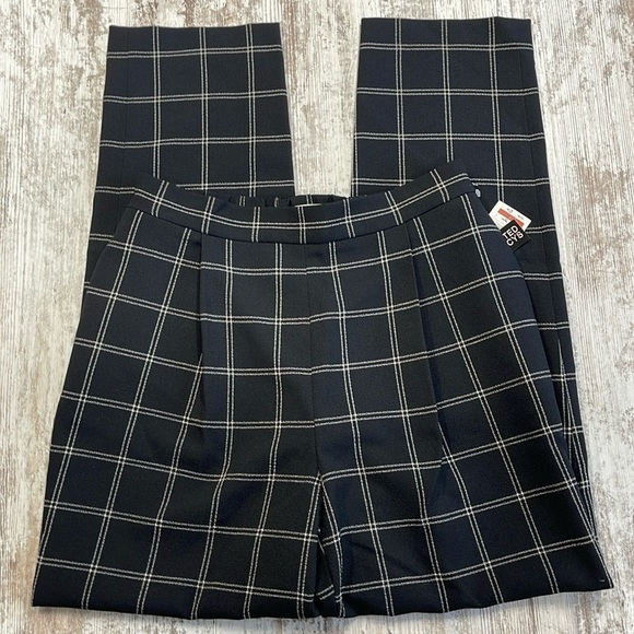Bar III NWT Black White Window Pain Pull On High Waist Dress Pants Size Small - Picture 1 of 6